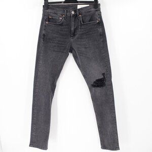 Rag & Bone Jeans Mens 30 Fit 1 Skinny Mid Rise Destroyed Wolcott Black Stretch
